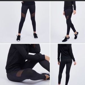 AXS Black Thick No Show Leggings Zipper Pocket
